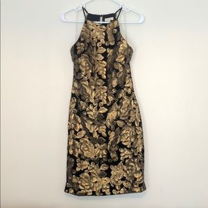 Halter Black & Gold Cocktail/Bodycon Dress SZ  S